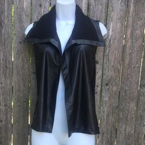 Black Faux Leather Jacket Vest